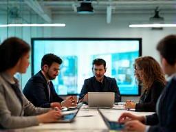 Business team using tablet devices